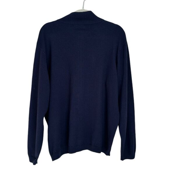 Paul Frederick 100% Wool Men’s Zip Up Sweater Navy Long Sleeve Size L - Picture 2 of 8